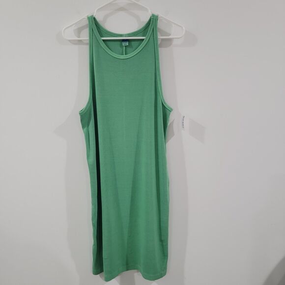 Old Navy Womens Midi Dress Size XL Green Ribbed Fitted Tank - Picture 1 of 8